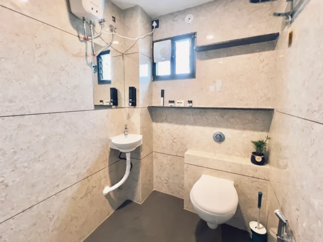 modern bathroom with all facilities in the service apartment
